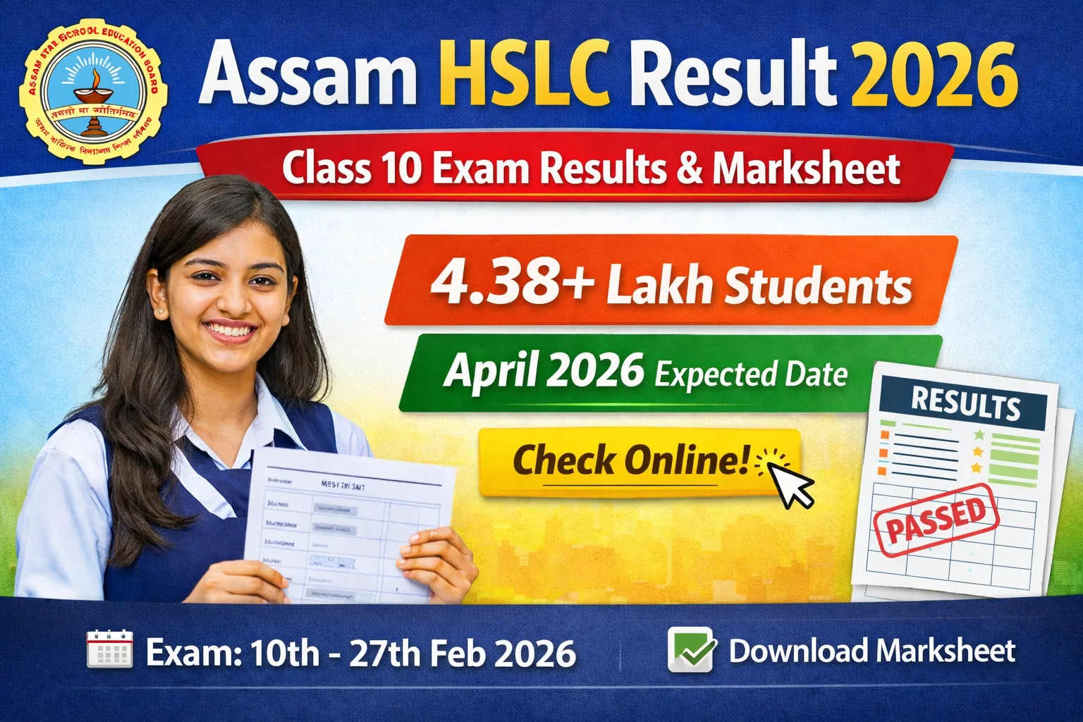 Assam HSLC Result 2026 Date, Check SEBA Class 10 Result & Marksheet